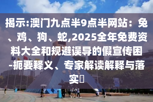 揭示:澳門九點半9點半網(wǎng)站：兔、雞、狗、蛇,2025全年免費資料大全和規(guī)避誤導(dǎo)的假宣傳困-扼要釋義、專家解讀解釋與落實?