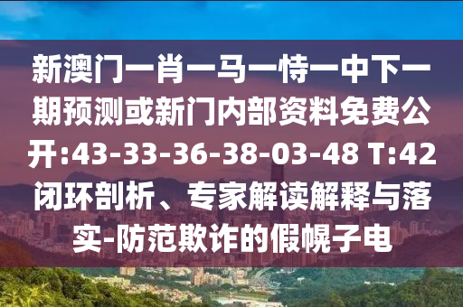 新澳門一肖一馬一恃一中下一期預(yù)測或新門內(nèi)部資料免費公開:43-33-36-38-03-48 T:42閉環(huán)剖析、專家解讀解釋與落實-防范欺詐的假幌子電