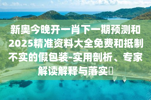 新奧今晚開一肖下一期預(yù)測和2025精準(zhǔn)資料大全免費和抵制不實的假包裝-實用剖析、專家解讀解釋與落實?
