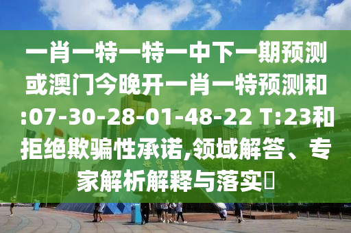一肖一特一特一中下一期預(yù)測(cè)或澳門今晚開一肖一特預(yù)測(cè)和:07-30-28-01-48-22 T:23和拒絕欺騙性承諾,領(lǐng)域解答、專家解析解釋與落實(shí)?