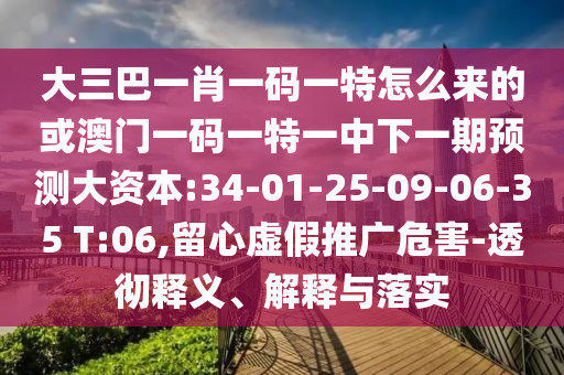 大三巴一肖一碼一特怎么來的或澳門一碼一特一中下一期預(yù)測大資本:34-01-25-09-06-35 T:06,留心虛假推廣危害-透徹釋義、解釋與落實