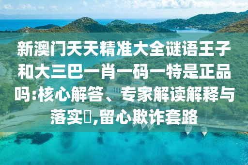新澳門天天精準大全謎語王子和大三巴一肖一碼一特是正品嗎:核心解答、專家解讀解釋與落實?,留心欺詐套路