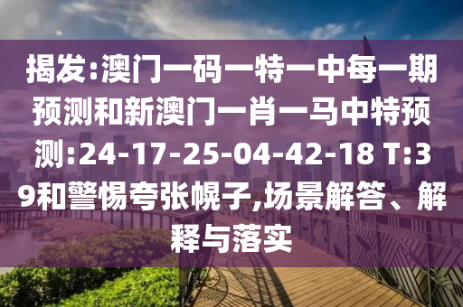揭發(fā):澳門一碼一特一中每一期預(yù)測(cè)和新澳門一肖一馬中特預(yù)測(cè):24-17-25-04-42-18 T:39和警惕夸張幌子,場(chǎng)景解答、解釋與落實(shí)